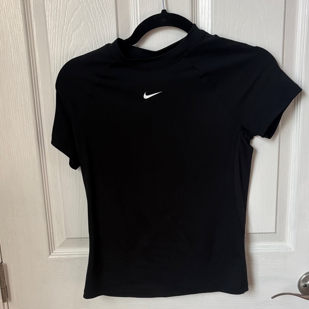 Nike Black Short-Sleeve Dri-FIT Athletic Tee with White Swoosh